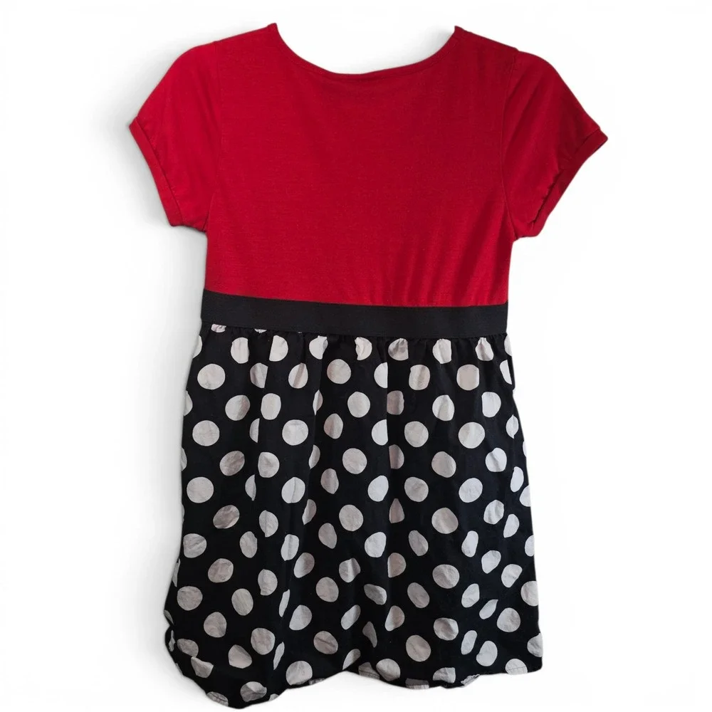 Basic Editions Polka Dot Dress Girls XL 14/16 Red Black Fit & Flare